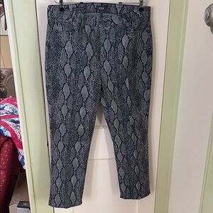 NYDJ Gray Snake Print Straight Leg Jeans